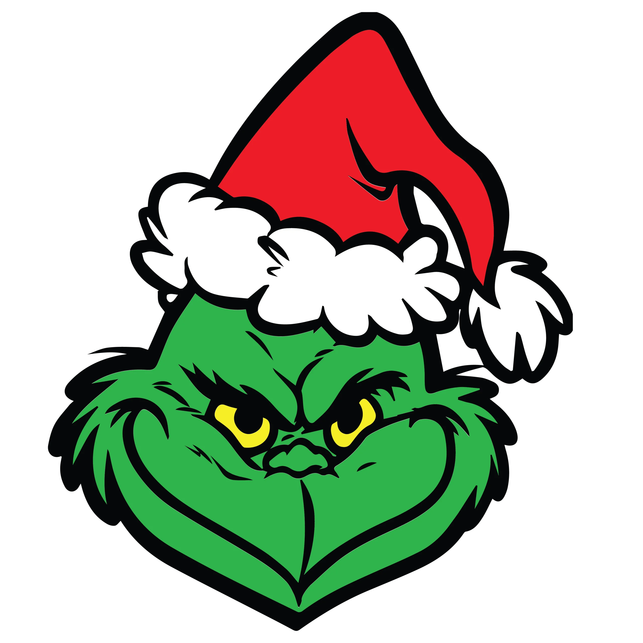 Festive Green Grumpy Character Christmas Holiday Cartoon Grinch Clipart Design