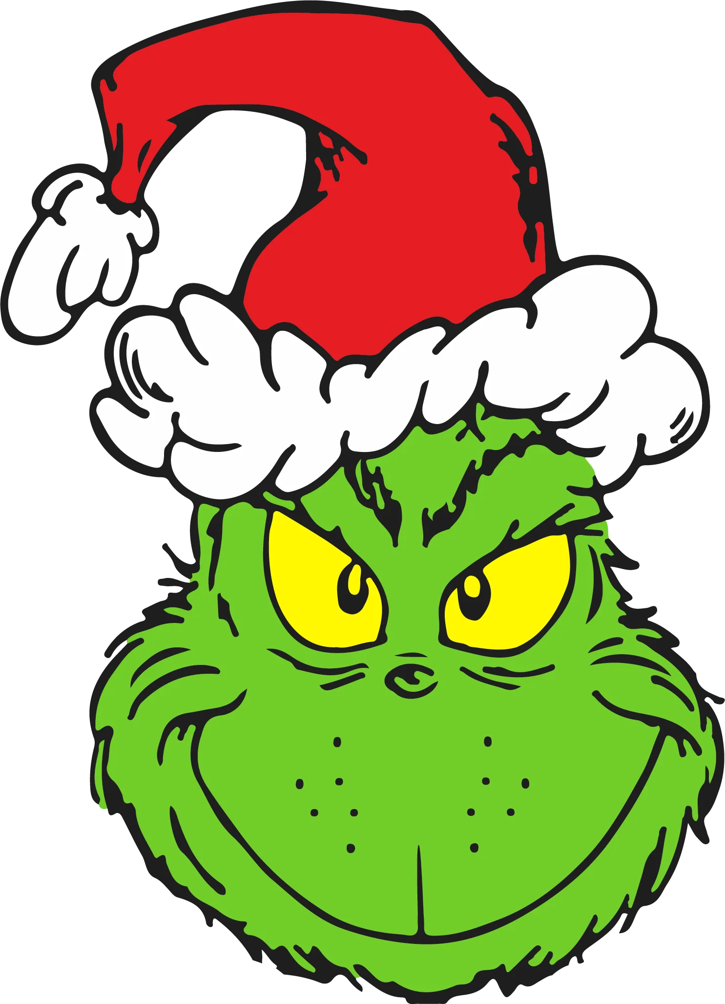 Festive Green Grumpy Character Wearing Santa Hat Christmas Clipart Design