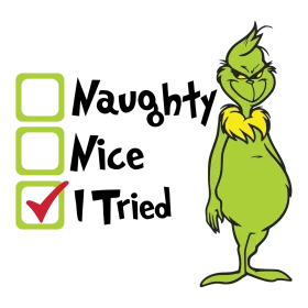 Hilarious Grinch Christmas Character Naughty or Nice Checklist Clipart Design