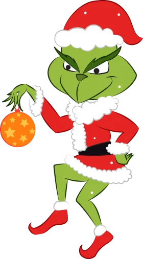 Mischievous Green Character in Santa Suit Clipart - Christmas Holiday Design