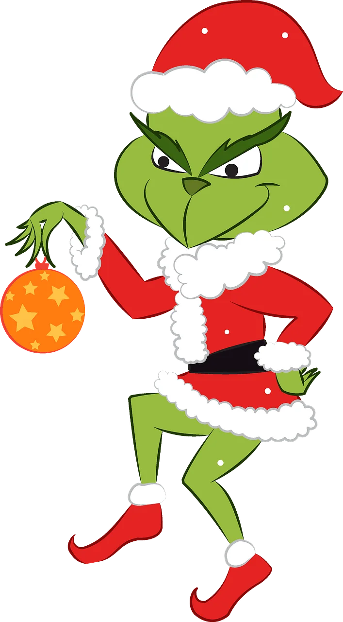 Mischievous Green Character in Santa Suit Clipart - Christmas Holiday Design