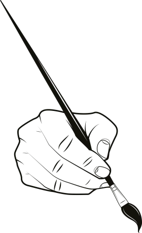 Monochrome Artistic Hand Holding Paintbrush Clipart - Creative Expression Sketch