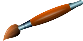 Professional Artist's Paintbrush Clipart with Warm Orange and Steel Blue Tones