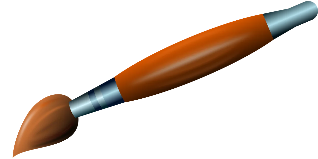 Professional Artist's Paintbrush Clipart with Warm Orange and Steel Blue Tones