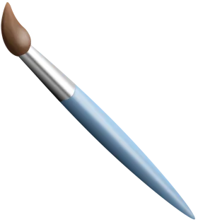 Serene Blue Paintbrush Clipart with Soft Brown Bristle Tip Artistic Tool