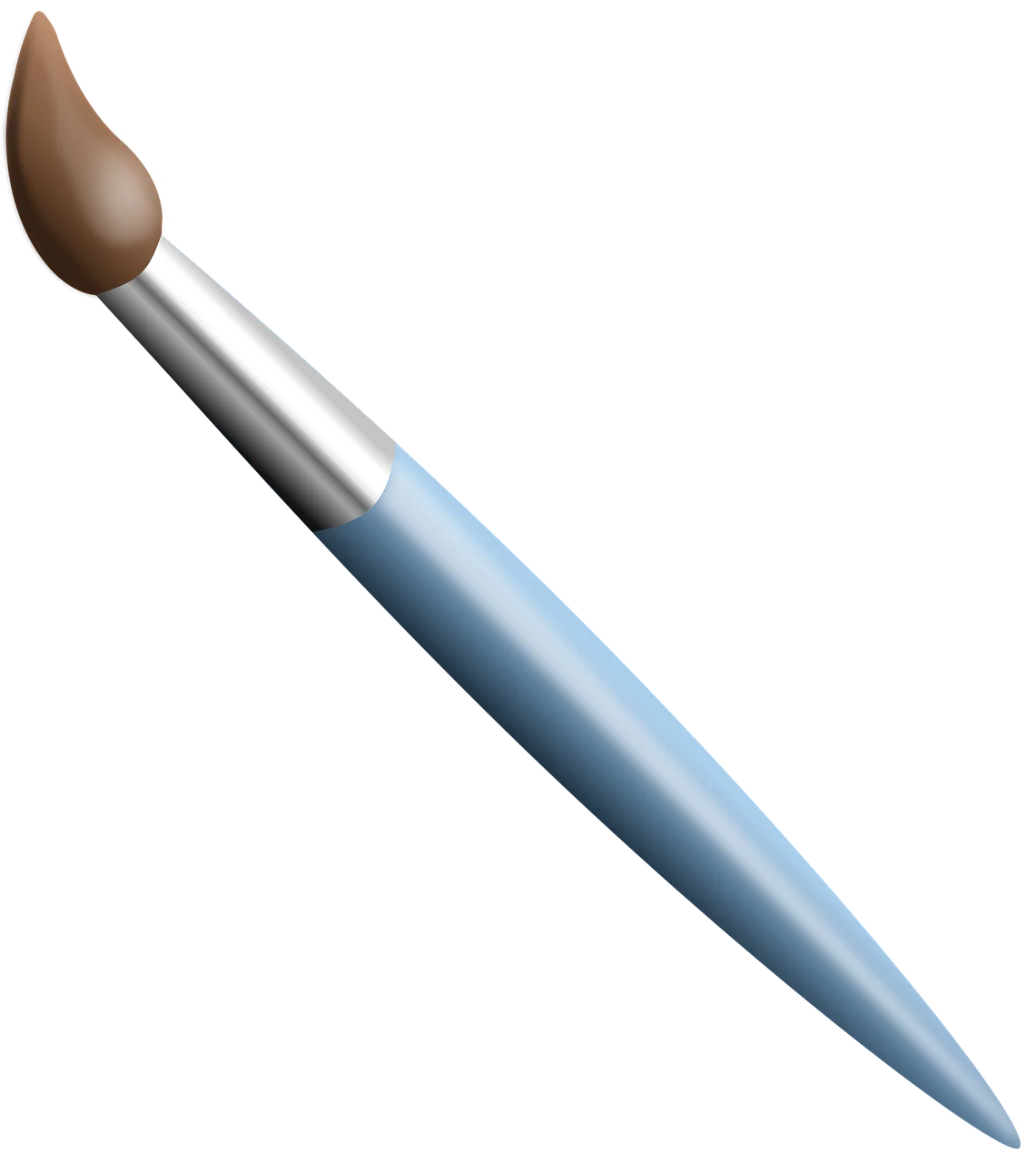 Serene Blue Paintbrush Clipart with Soft Brown Bristle Tip Artistic Tool