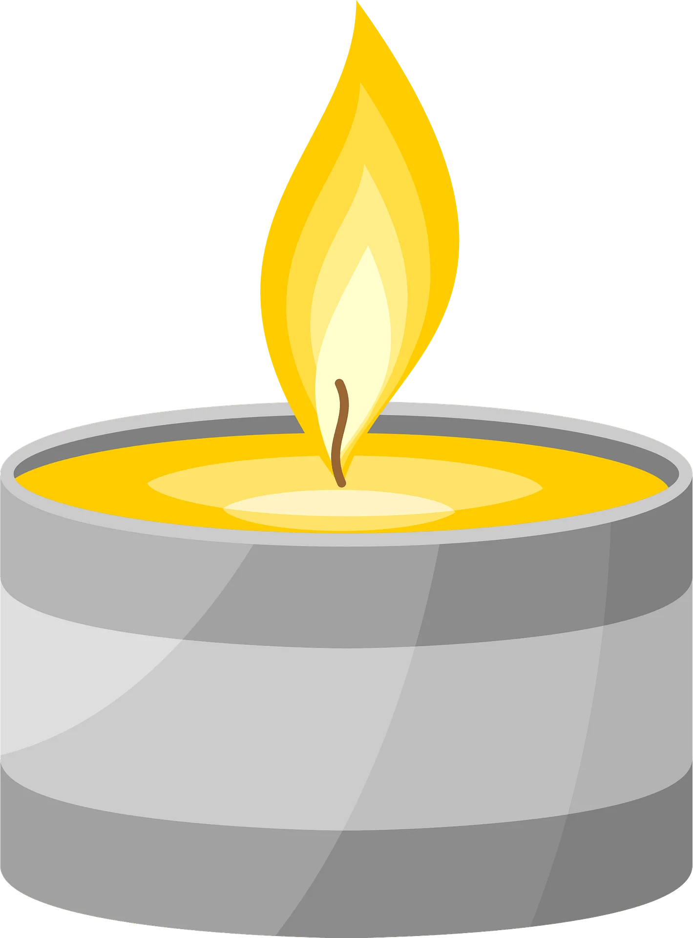 Soft Glowing Minimalist Candle Flame Clipart Design with Elegant Gray Tone