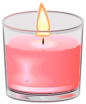 Soft Pink Illuminated Glass Jar Candle Clipart with Warm Glowing Flame