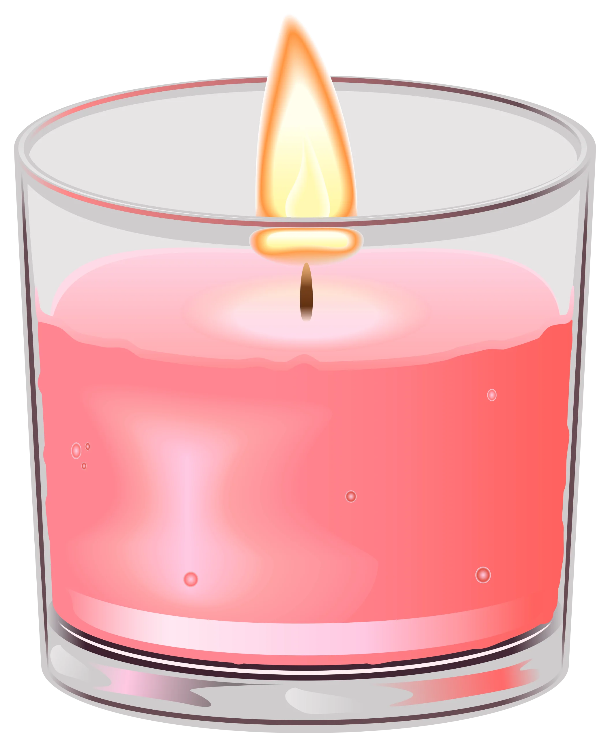 Soft Pink Illuminated Glass Jar Candle Clipart with Warm Glowing Flame