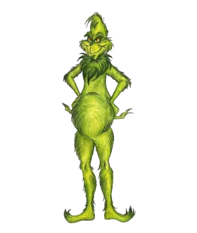 Whimsical Furry Green Character Grinch Clipart Illustration Design