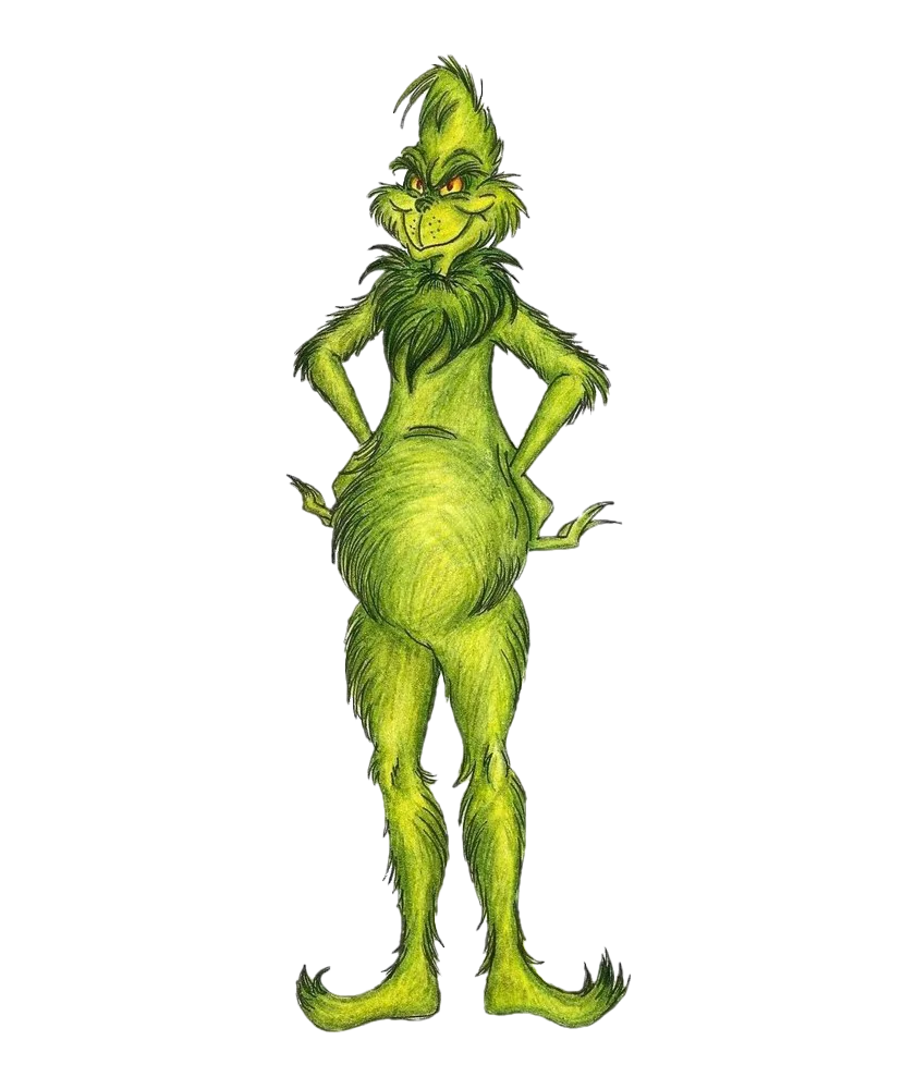Whimsical Furry Green Character Grinch Clipart Illustration Design