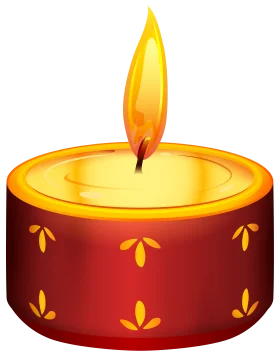 Elegant Red and Golden Festive Candle Clipart with Warm Glowing Flame
