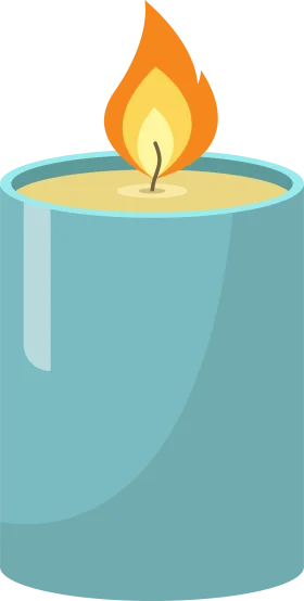 Serene Blue Cylinder Candle Clipart with Warm Glowing Flame Illustration