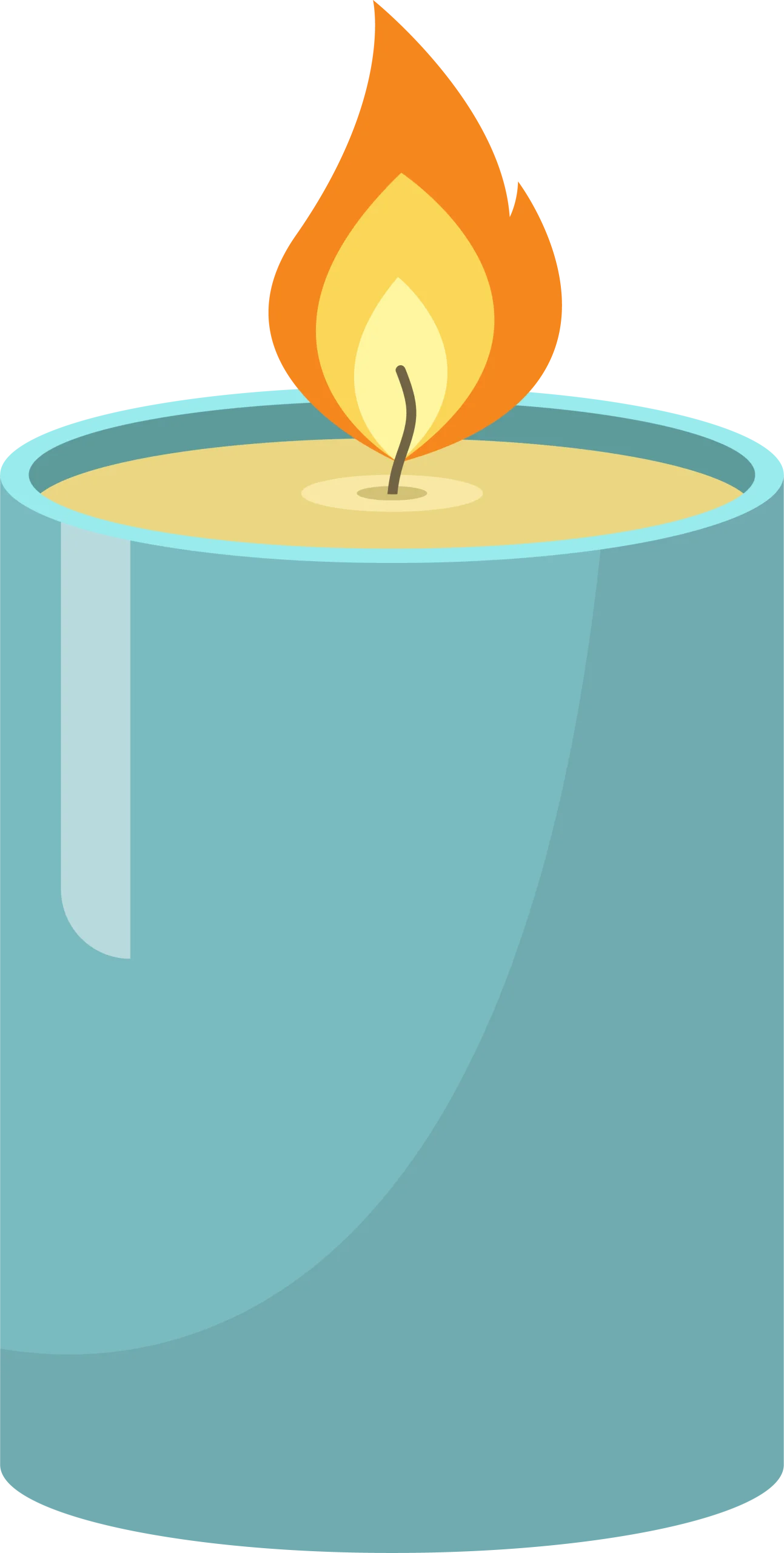 Serene Blue Cylinder Candle Clipart with Warm Glowing Flame Illustration