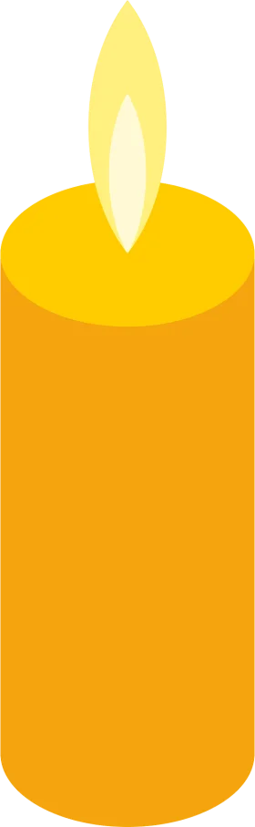 Warm Golden Sunset Yellow Cylindrical Candle Flame Clipart Illustration