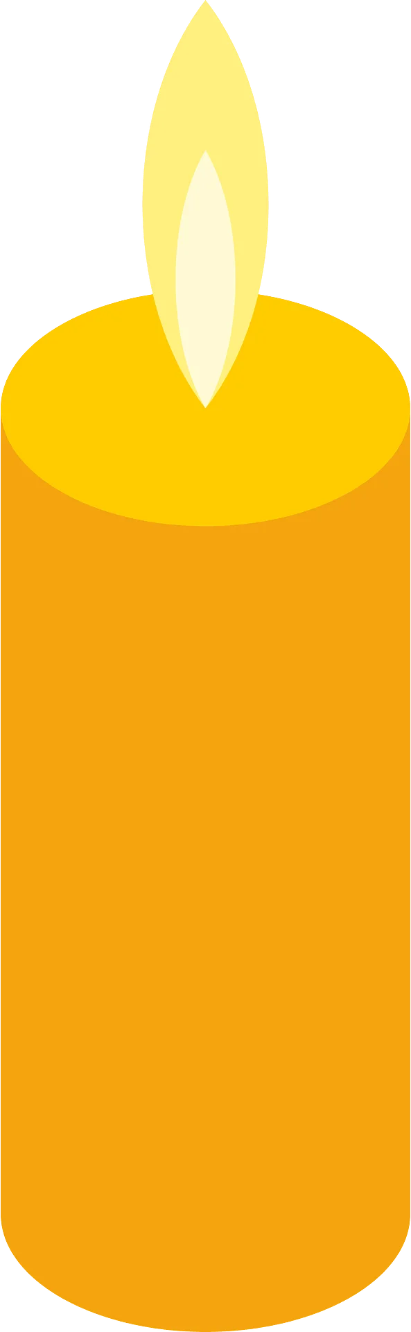 Warm Golden Sunset Yellow Cylindrical Candle Flame Clipart Illustration