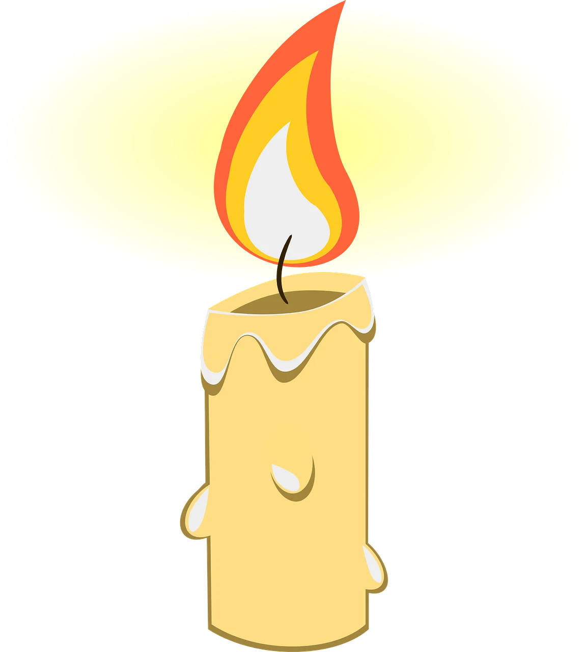 Whimsical Glowing Candle Clipart with Soft Illuminating Flame Design