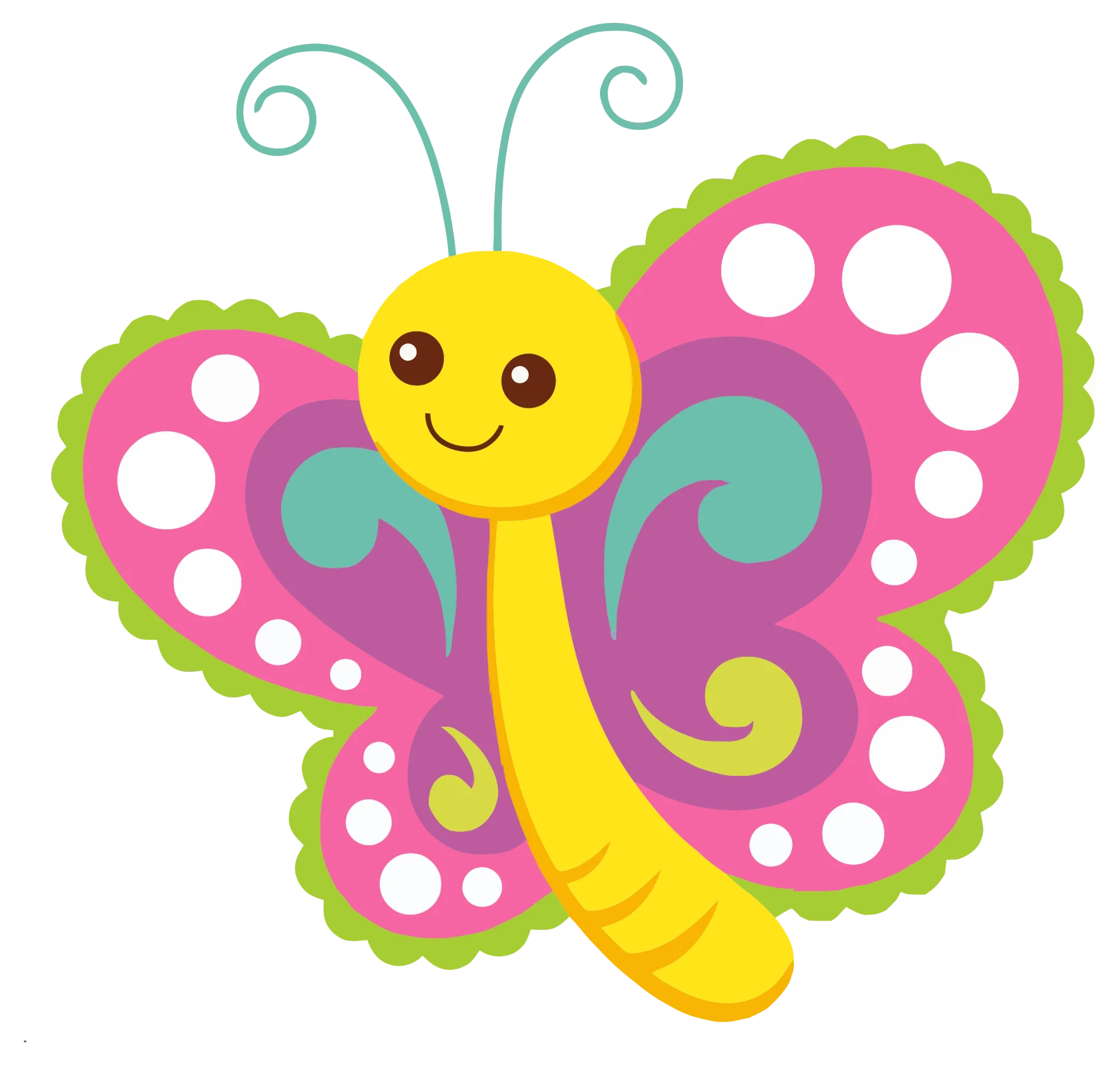 Adorable Kawaii Butterfly Clipart - Cheerful Cartoon Insect with Whimsical Design