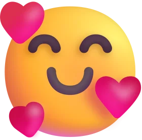 Adorable Love-Filled Smiling Emoji Clipart with Floating Heart Symbols