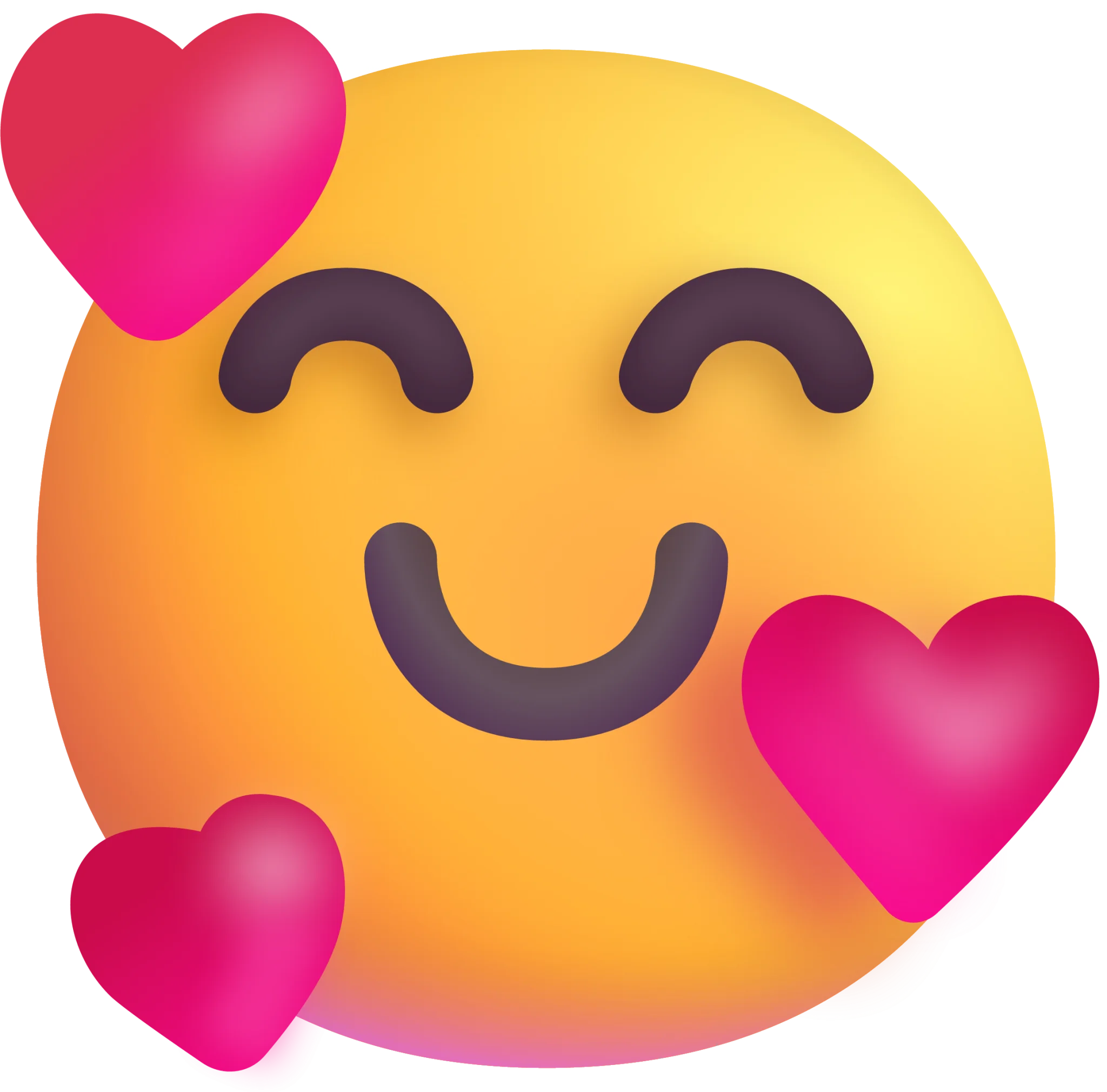 Adorable Love-Filled Smiling Emoji Clipart with Floating Heart Symbols