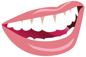 Cheerful Pink Lips Showing Perfect Teeth - Smile Clipart Illustration