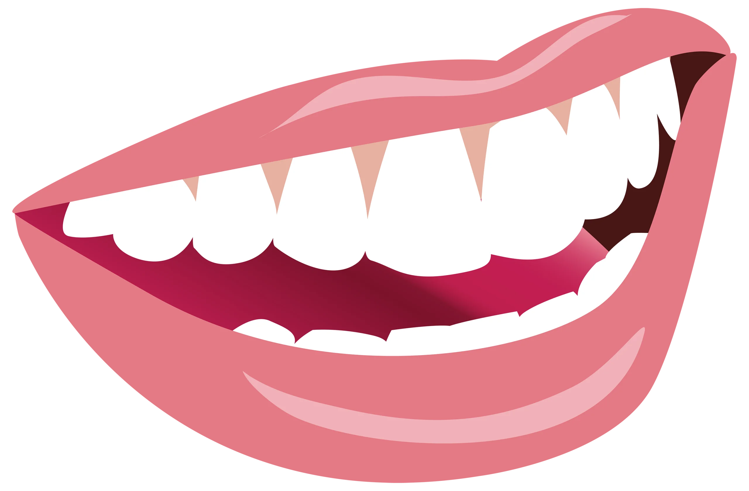Cheerful Pink Lips Showing Perfect Teeth - Smile Clipart Illustration