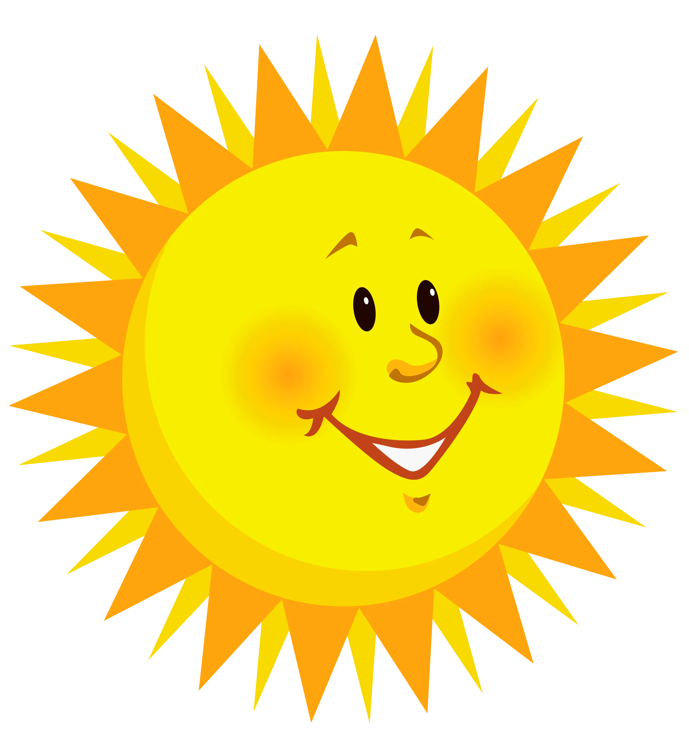 Cheerful Radiant Sunshine Clipart with Adorable Cartoon Face and Warm Smile