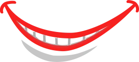 Cheerful Red and Gray Stylized Smile Clipart Design with Smooth Curves