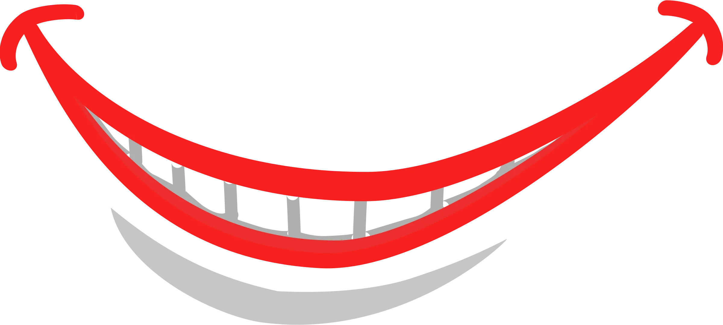 Cheerful Red and Gray Stylized Smile Clipart Design with Smooth Curves