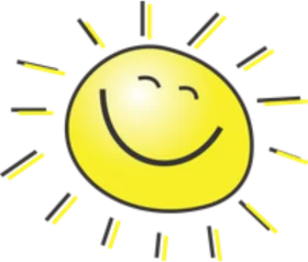 Cheerful Sunshine Clipart with Radiant Beam and Joyful Facial Expression