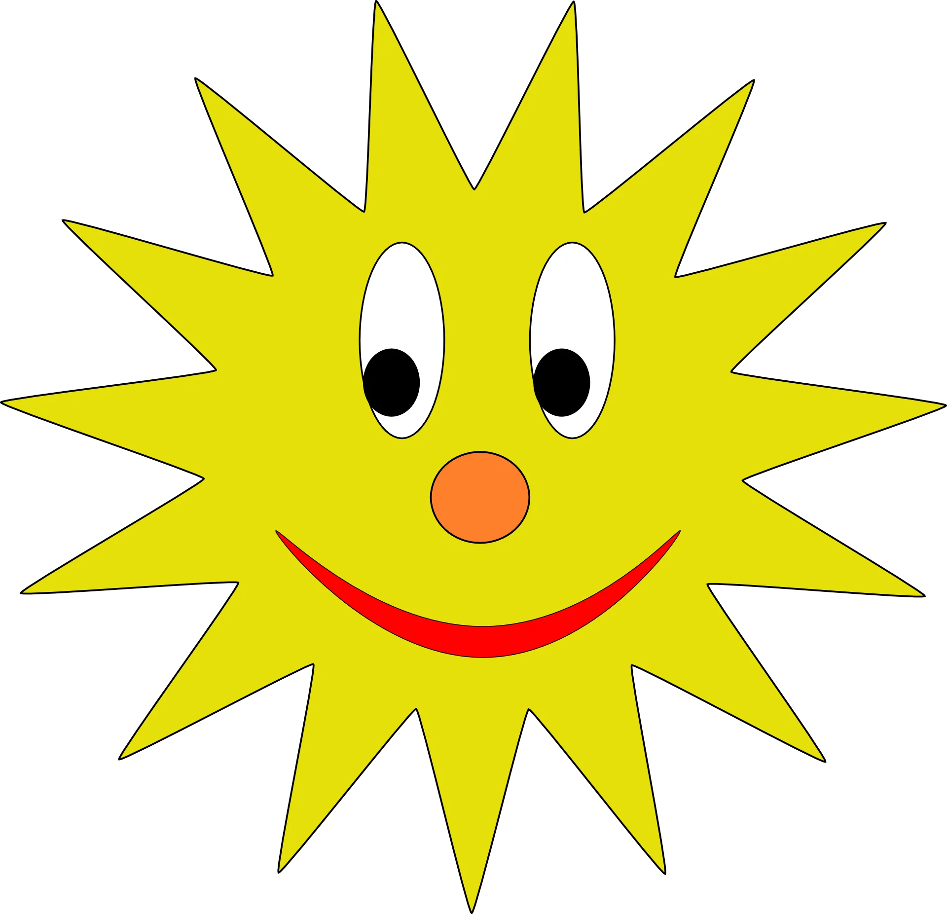 Cheerful Sunshine Smiley Face Cartoon Clipart Design with Radiant Rays