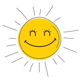 Cheerful Sunshine Smiley Face Clipart with Radiant Beaming Expression