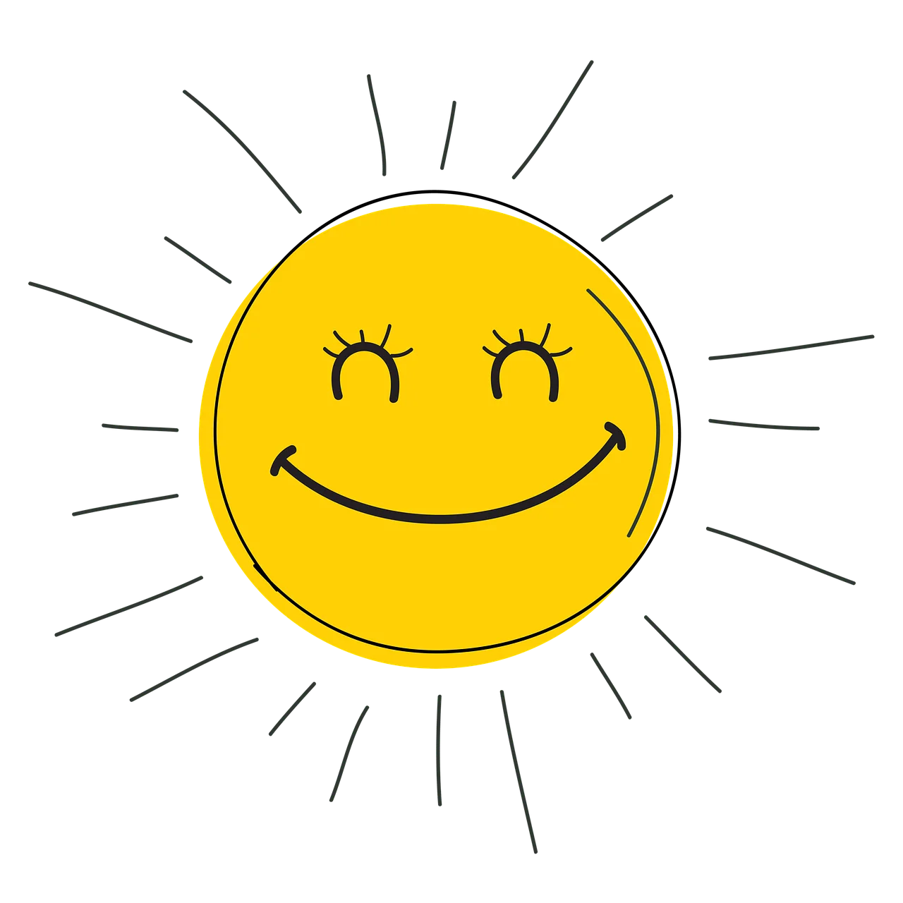 Cheerful Sunshine Smiley Face Clipart with Radiant Beaming Expression