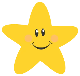 Cheerful Yellow Star Clipart with Adorable Smiling Face and Rosy Cheeks