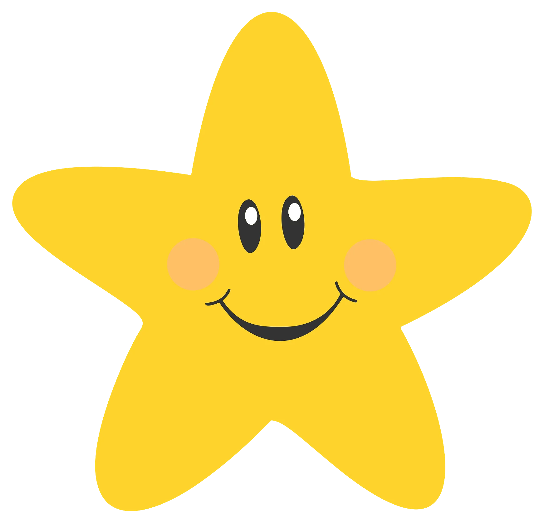 Cheerful Yellow Star Clipart with Adorable Smiling Face and Rosy Cheeks