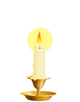 Elegant Golden Candlestick with Soft Glowing Flame Vintage Candle Clipart Illustration