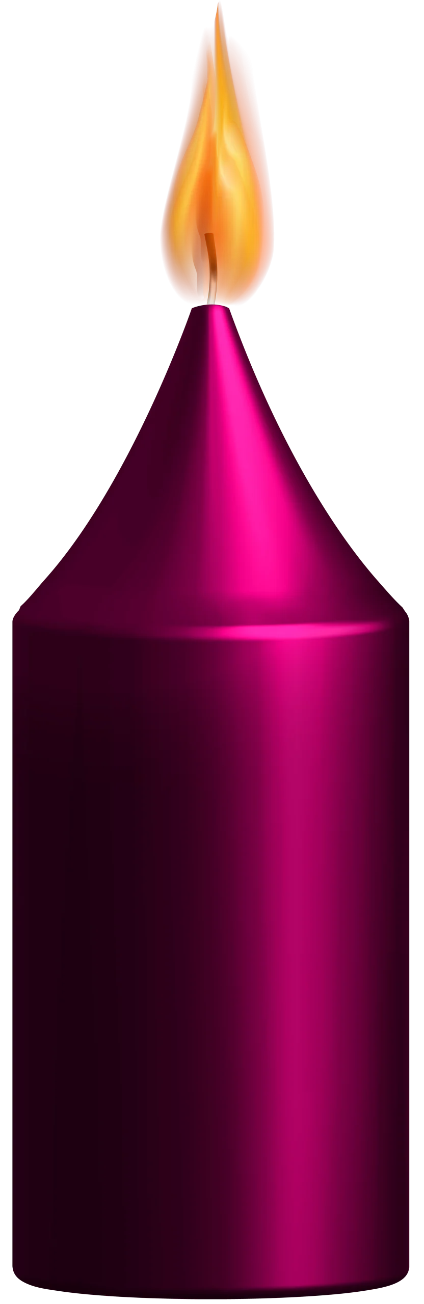 Elegant Magenta Candle Clipart with Luminous Warm Flame Illustration