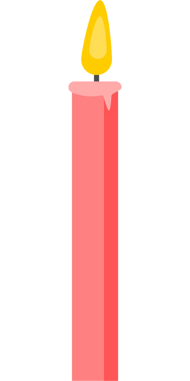 Elegant Pink Candle Clipart with Soft Yellow Flame Illustration