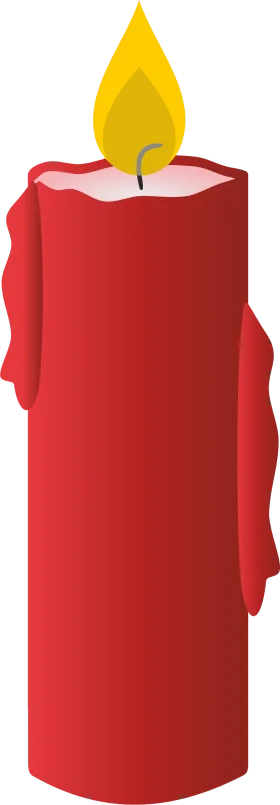 Elegant Red Wax Candle with Warm Glowing Yellow Flame Clipart Illustration