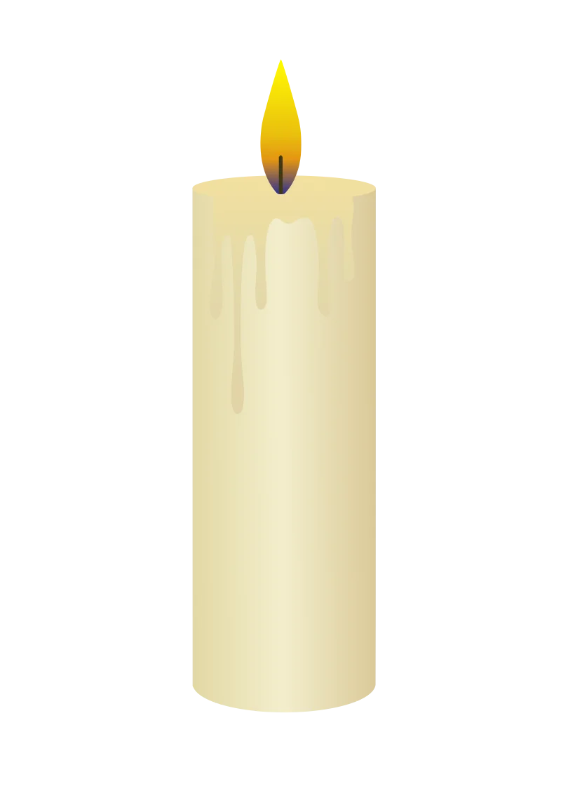 Elegant Tall Ivory Wax Candle Clipart with Soft Glowing Flame Illustration