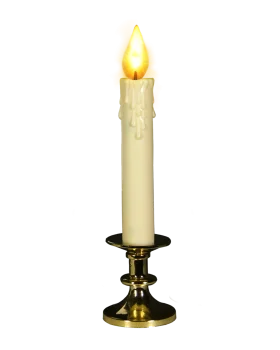 Elegant Vintage Candlestick with Illuminated Wax Candle Clipart Illustration