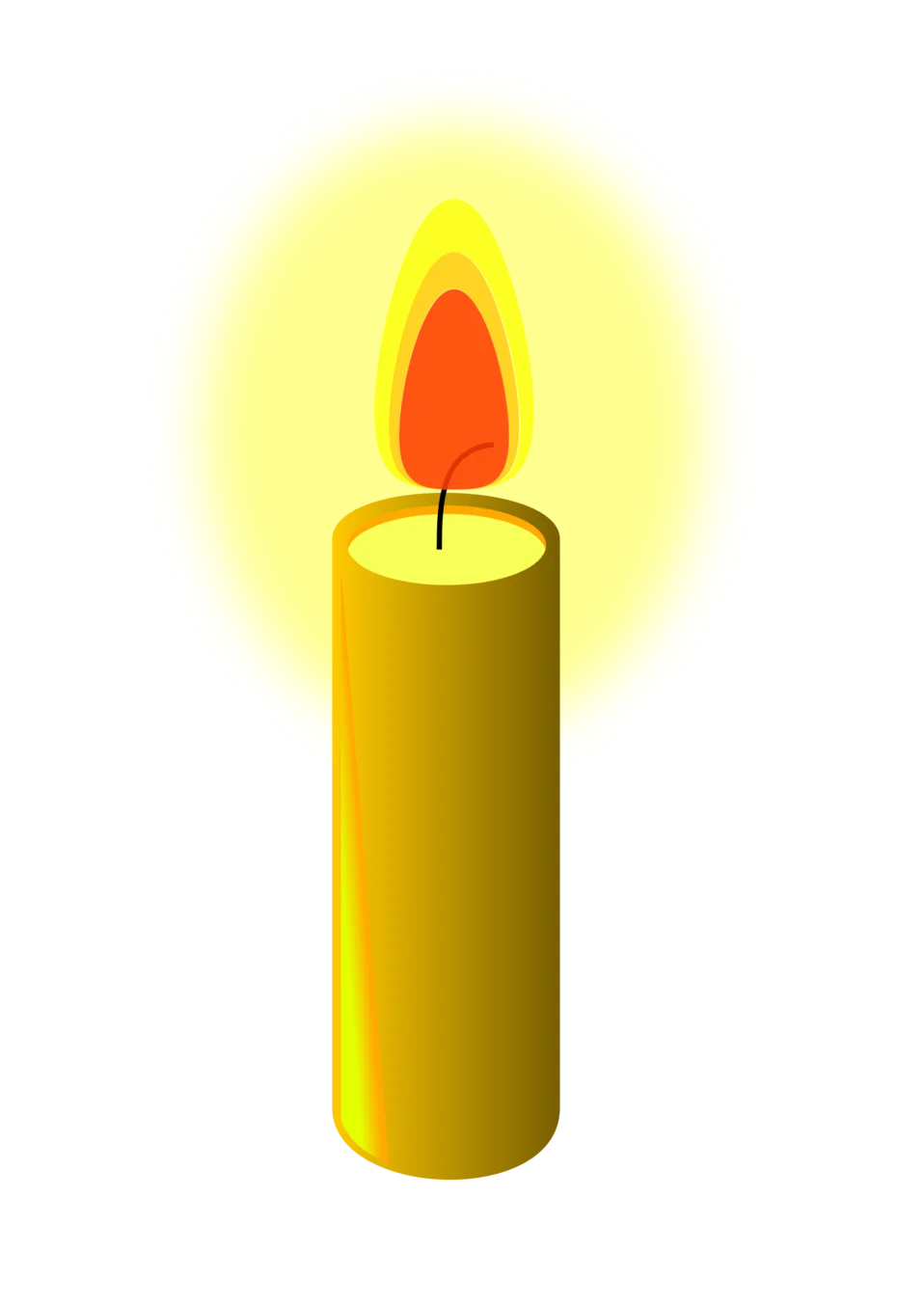 Illuminating Golden Candle Clipart with Warm Glowing Flame Design