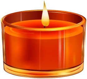 Luminous Orange Cylindrical Candle Clipart with Soft Flickering Flame