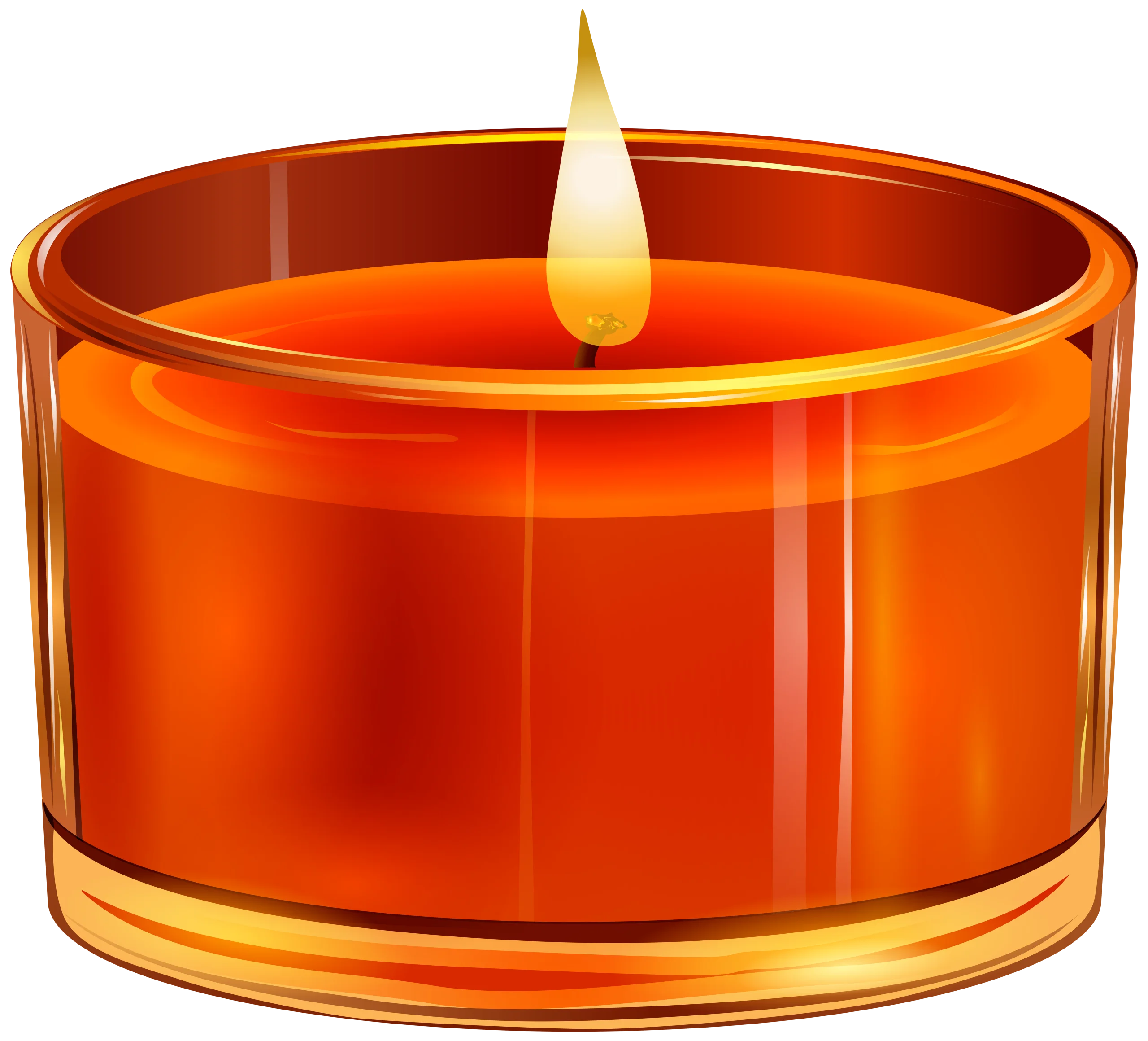 Luminous Orange Cylindrical Candle Clipart with Soft Flickering Flame