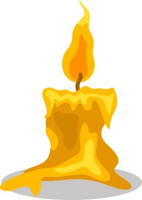 Melting Golden Yellow Candle Flame Clipart Illustration with Soft Shadow