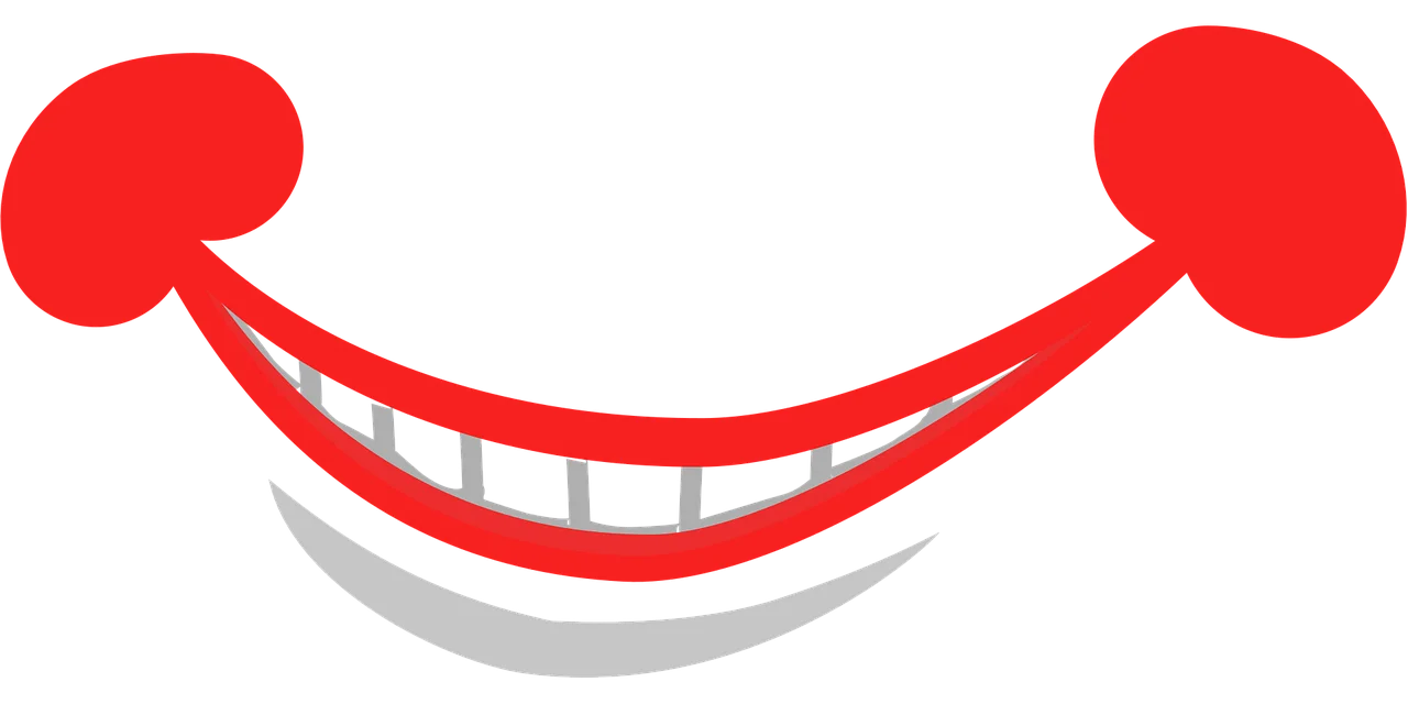 Playful Red Cartoon Smile Clipart with Exaggerated Grin and Round Endpoints