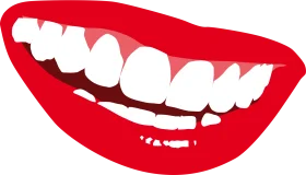 Radiant Red Lips Revealing Pearly White Teeth Smile Clipart Graphic