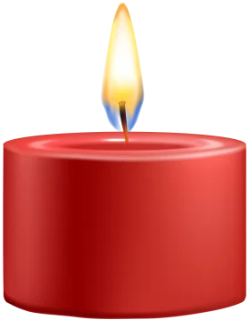 Radiant Red Pillar Candle Clipart with Soft Glowing Warm Flame