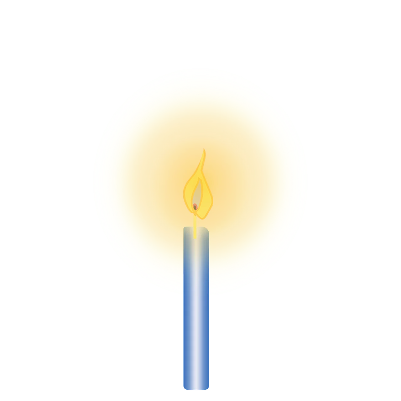 Serene Blue and Yellow Flame Candle Clipart Illustration with Soft Luminescence