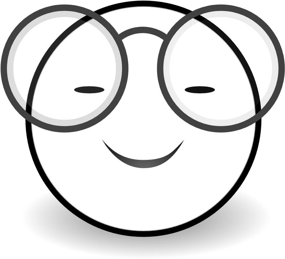 Simple Minimalist Smiley Face Clipart with Round Glasses and Cheerful Expression